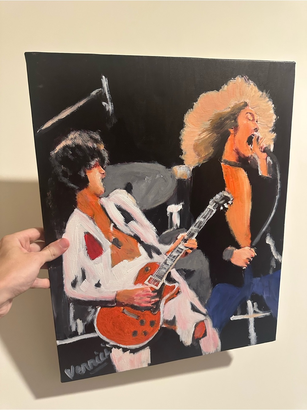 Jimmy Page & Robert Plant painting Rock Band Canvas Art 16x20 1/1